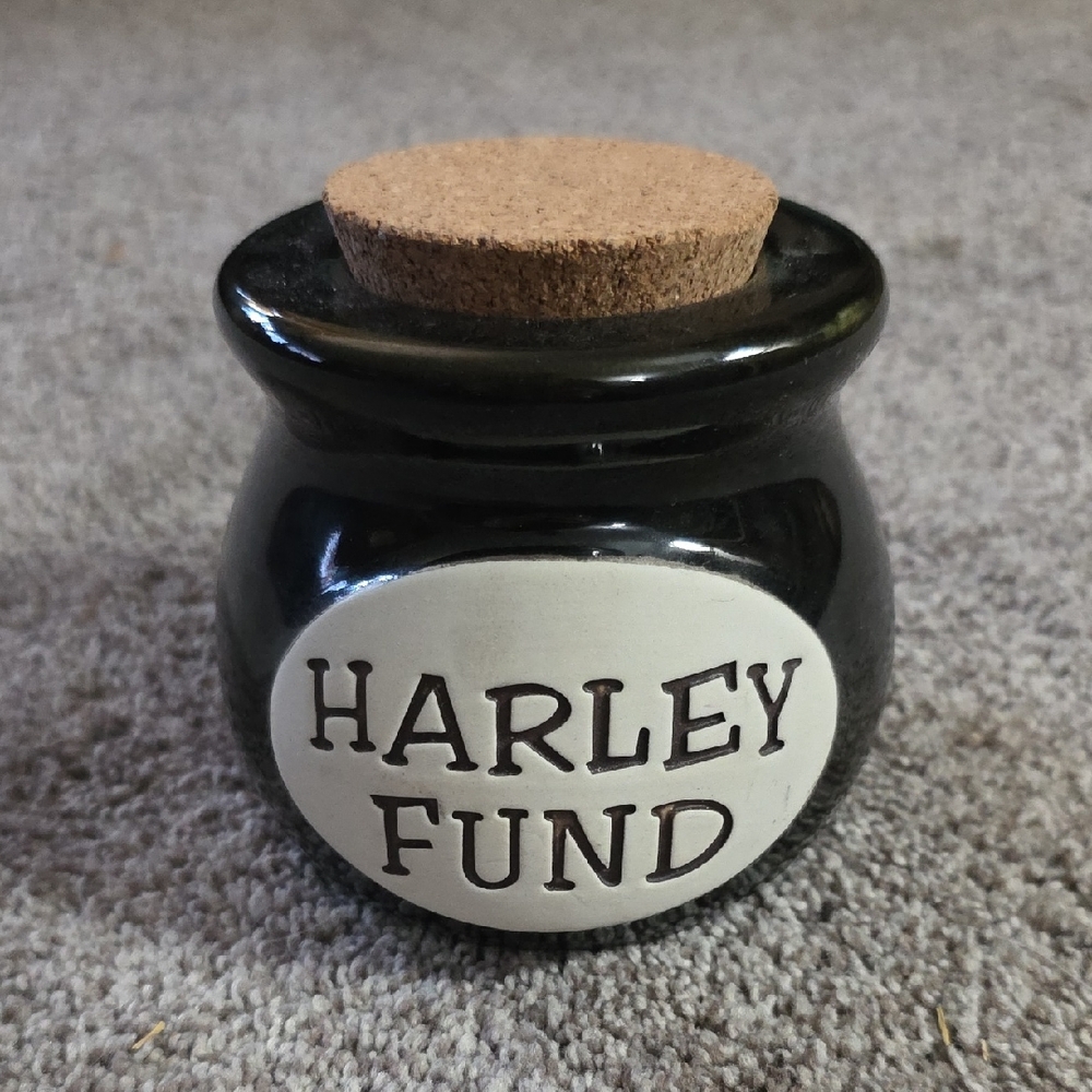 Harley Fund Ceramic Jar with Cork Lid - Black